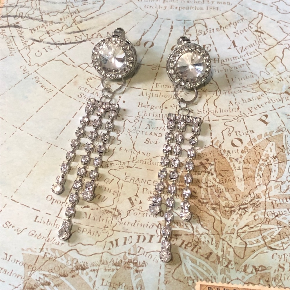 Rhinestone dangle earrings crystal bride prom